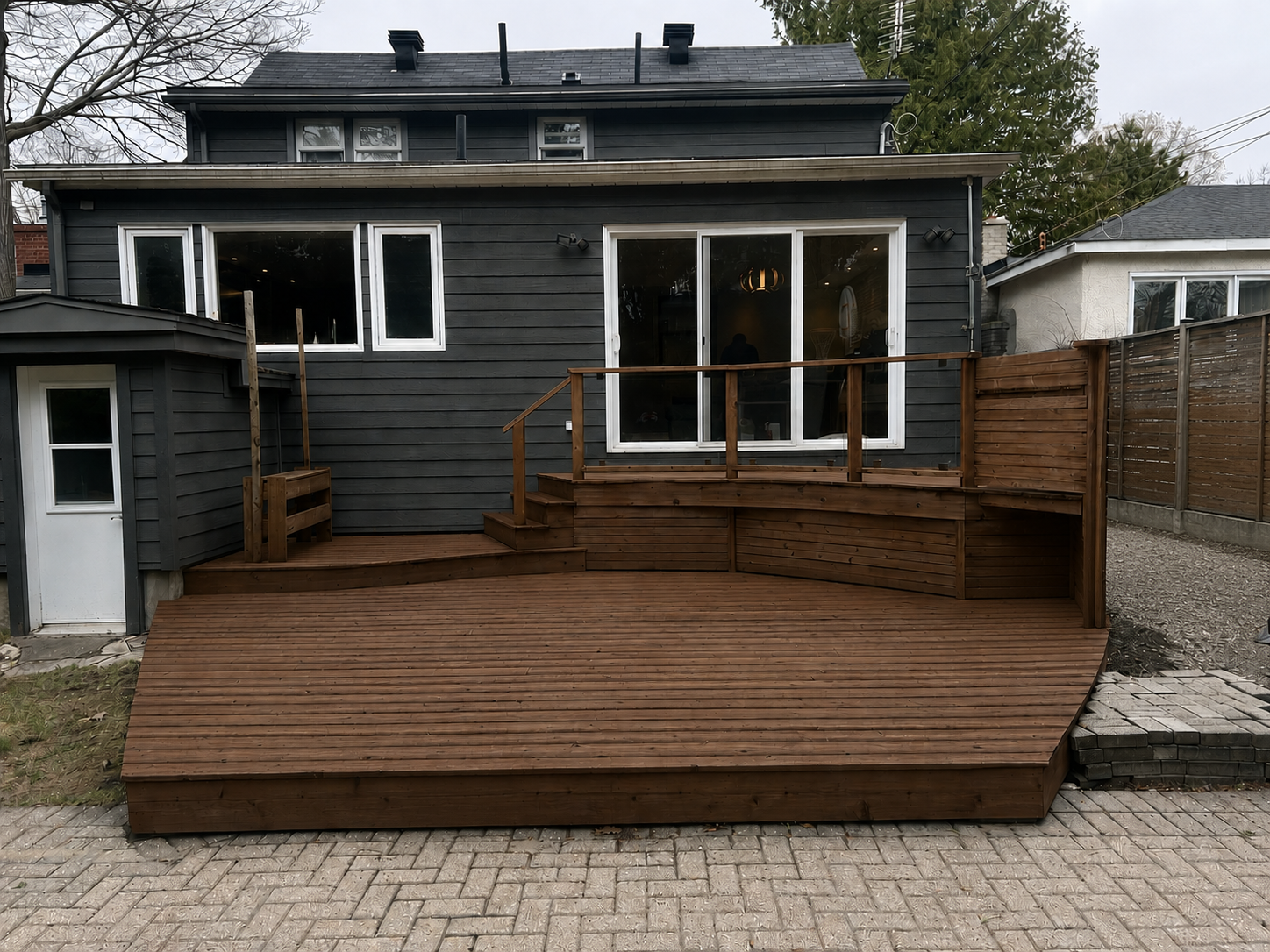 A freshly stained and restored deck