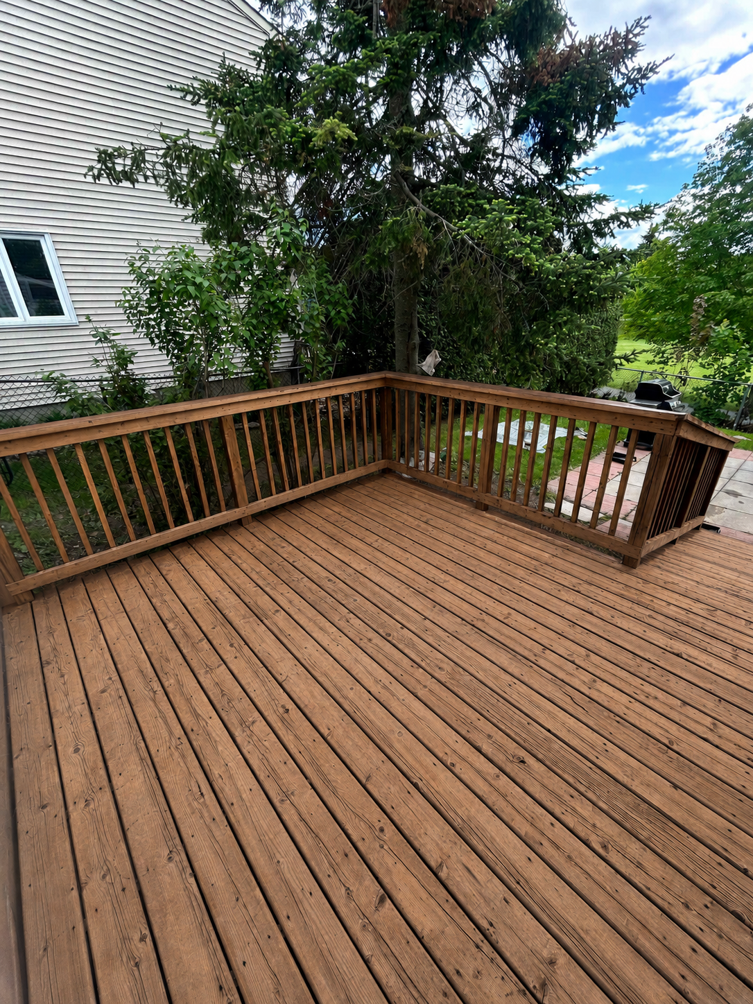 A professionally stained deck