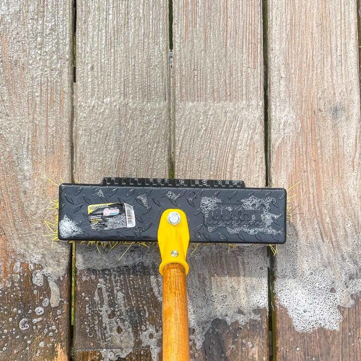 Surface preparation treatment applied to wood